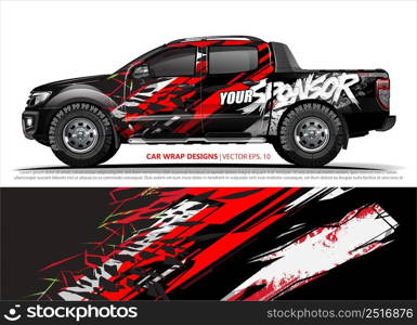 Car wrap decal design vector. abstract Graphic background kit designs for vehicle, race car, rally, livery, sport car