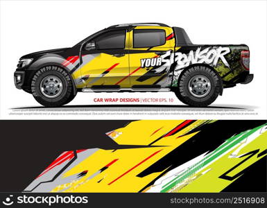 Car wrap decal design vector. abstract Graphic background kit designs for vehicle, race car, rally, livery, sport car