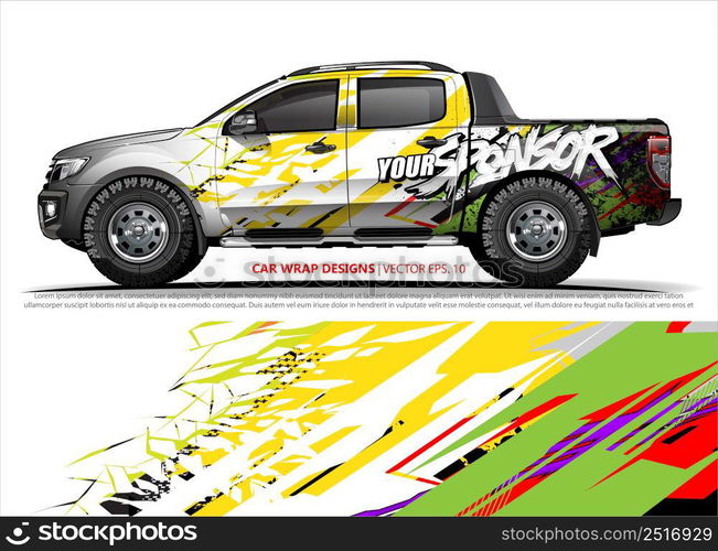 Car wrap decal design vector. abstract Graphic background kit designs for vehicle, race car, rally, livery, sport car