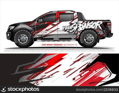 Car wrap decal design vector. abstract Graphic background kit designs for vehicle, race car, rally, livery, sport car