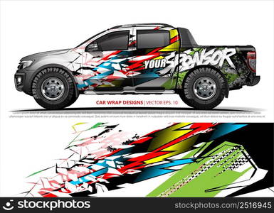 Car wrap decal design vector. abstract Graphic background kit designs for vehicle, race car, rally, livery, sport car