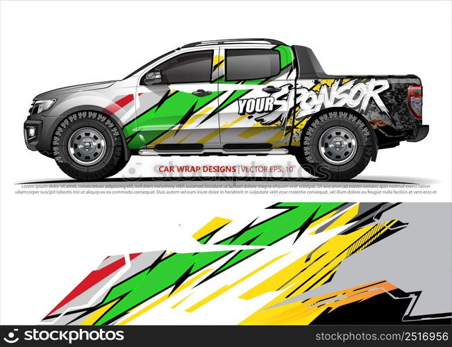 Car wrap decal design vector. abstract Graphic background kit designs for vehicle, race car, rally, livery, sport car