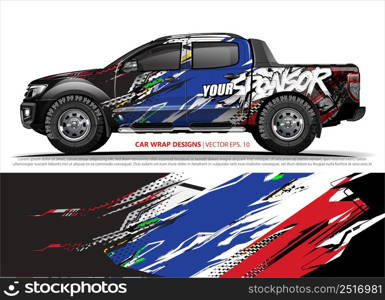 Car wrap decal design vector. abstract Graphic background kit designs for vehicle, race car, rally, livery, sport car