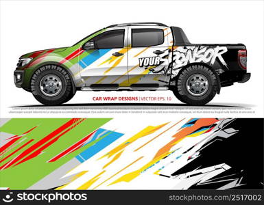 Car wrap decal design vector. abstract Graphic background kit designs for vehicle, race car, rally, livery, sport car