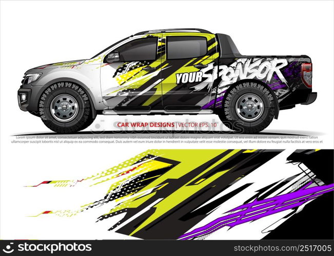 Car wrap decal design vector. abstract Graphic background kit designs for vehicle, race car, rally, livery, sport car