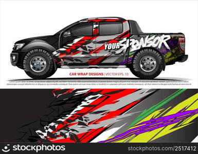 Car wrap decal design vector. abstract Graphic background kit designs for vehicle, race car, rally, livery, sport car