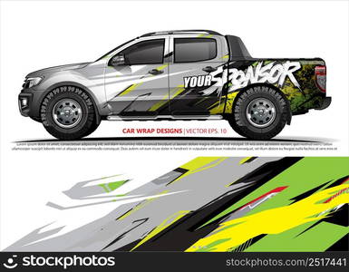 Car wrap decal design vector. abstract Graphic background kit designs for vehicle, race car, rally, livery, sport car