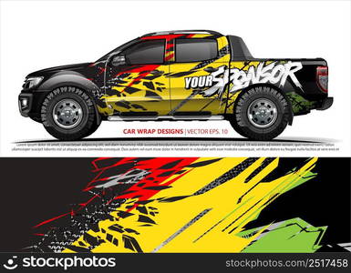 Car wrap decal design vector. abstract Graphic background kit designs for vehicle, race car, rally, livery, sport car