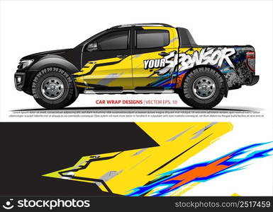 Car wrap decal design vector. abstract Graphic background kit designs for vehicle, race car, rally, livery, sport car