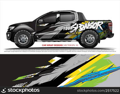 Car wrap decal design vector. abstract Graphic background kit designs for vehicle, race car, rally, livery, sport car