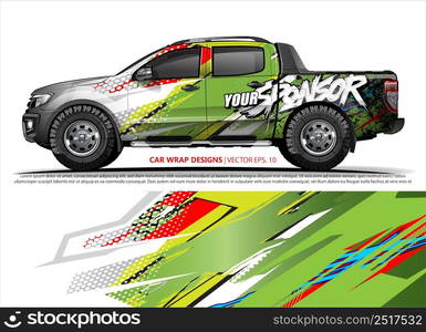 Car wrap decal design vector. abstract Graphic background kit designs for vehicle, race car, rally, livery, sport car