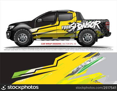 Car wrap decal design vector. abstract Graphic background kit designs for vehicle, race car, rally, livery, sport car