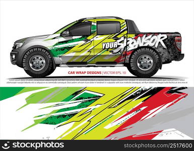 Car wrap decal design vector. abstract Graphic background kit designs for vehicle, race car, rally, livery, sport car