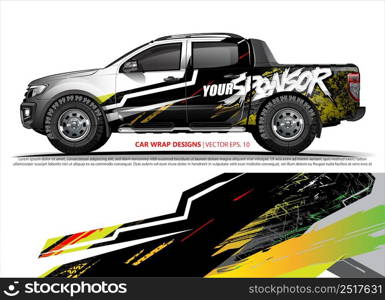 Car wrap decal design vector. abstract Graphic background kit designs for vehicle, race car, rally, livery, sport car