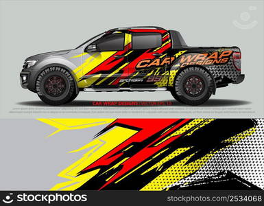 Car wrap decal design vector. abstract Graphic background kit designs for vehicle, race car, rally, livery, sport car