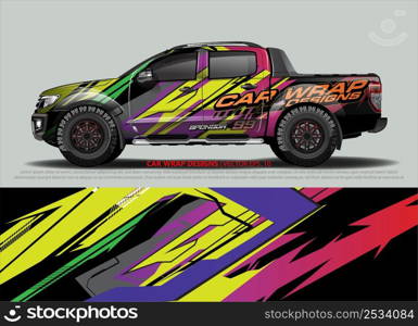 Car wrap decal design vector. abstract Graphic background kit designs for vehicle, race car, rally, livery, sport car