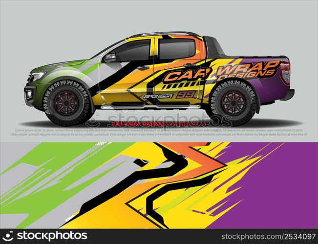 Car wrap decal design vector. abstract Graphic background kit designs for vehicle, race car, rally, livery, sport car