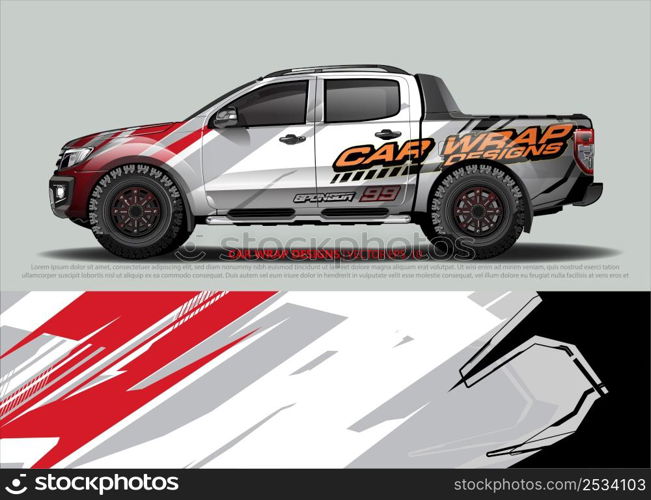 Car wrap decal design vector. abstract Graphic background kit designs for vehicle, race car, rally, livery, sport car