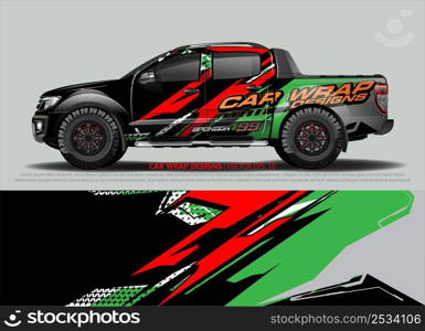 Car wrap decal design vector. abstract Graphic background kit designs for vehicle, race car, rally, livery, sport car