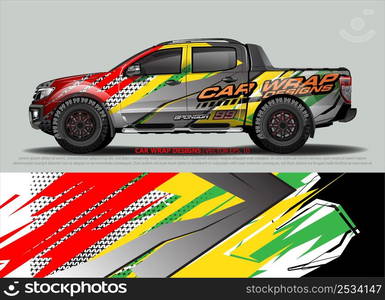 Car wrap decal design vector. abstract Graphic background kit designs for vehicle, race car, rally, livery, sport car