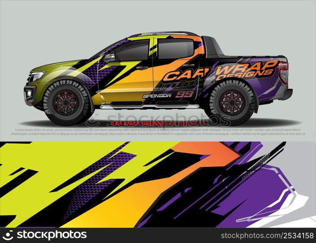 Car wrap decal design vector. abstract Graphic background kit designs for vehicle, race car, rally, livery, sport car