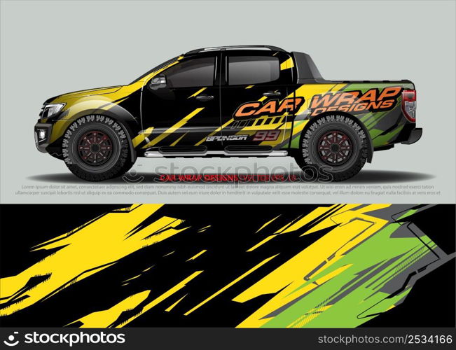 Car wrap decal design vector. abstract Graphic background kit designs for vehicle, race car, rally, livery, sport car