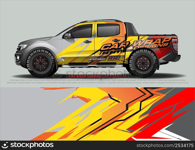 Car wrap decal design vector. abstract Graphic background kit designs for vehicle, race car, rally, livery, sport car