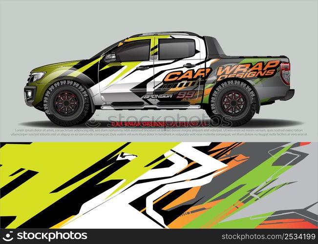 Car wrap decal design vector. abstract Graphic background kit designs for vehicle, race car, rally, livery, sport car