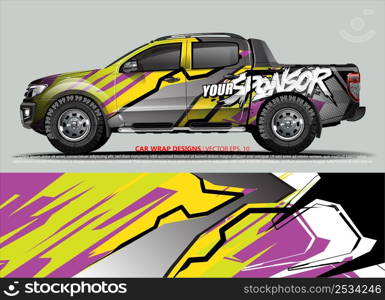 Car wrap decal design vector. abstract Graphic background kit designs for vehicle, race car, rally, livery, sport car