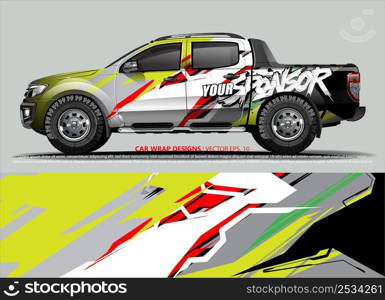 Car wrap decal design vector. abstract Graphic background kit designs for vehicle, race car, rally, livery, sport car