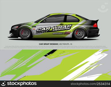 Car wrap decal design vector. abstract Graphic background kit designs for vehicle, race car, rally, livery, sport car