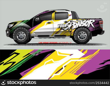 Car wrap decal design vector. abstract Graphic background kit designs for vehicle, race car, rally, livery, sport car