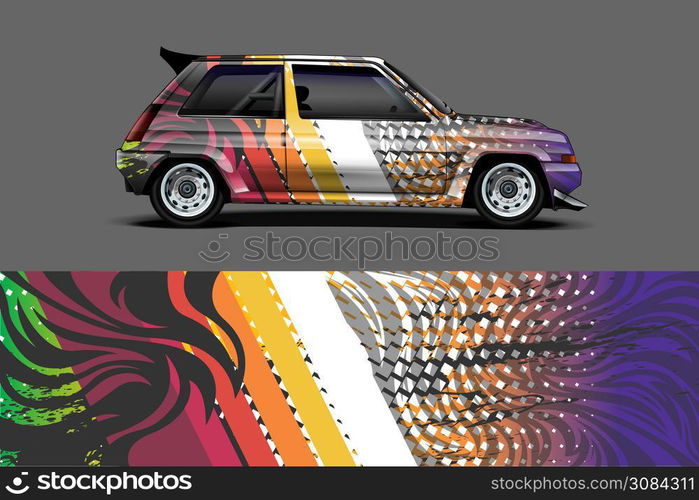 car wrap design with abstract stripe background concept