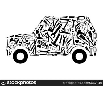 Car2. The car collected from tools. A vector illustration