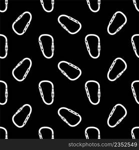 Carabiner Icon Seamless Pattern, Karabiner Icon, Metal Loop With A Spring Loaded Gate Vector Art Illustration