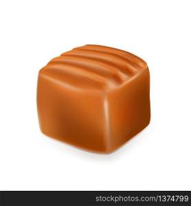 Caramel Toffee Candy Delicious Chewy Cube Vector. Piece Of Corrugated Pastry Toffee Golden Butterscotch Dessert. Home Made Food Recipe. Culinary Tasty Snack Mockup Realistic 3d Illustration. Caramel Toffee Candy Delicious Chewy Cube Vector