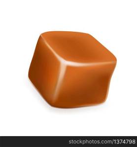 Caramel Toffee Candy Delicious Sugary Cube Vector. Smooth Pastry Toffee Golden Butterscotch Dessert. Homemade Condensed Nutrition Recipe. Culinary Tasty Chewy Snack Layout Realistic 3d Illustration. Caramel Toffee Candy Delicious Sugary Cube Vector