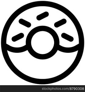 Caramelized sprinkled donut line vector icon