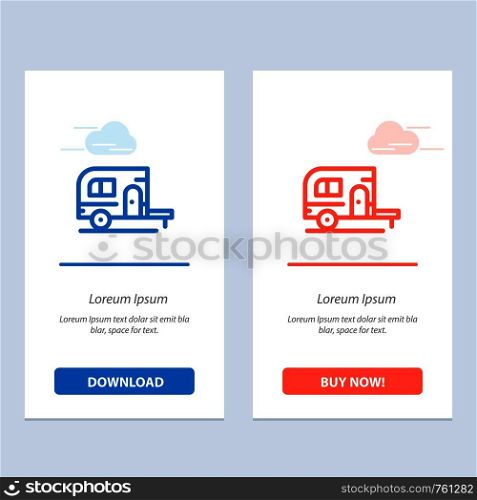 Caravan, Camping, Camp, Travel Blue and Red Download and Buy Now web Widget Card Template