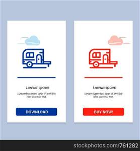 Caravan, Camping, Camp, Travel Blue and Red Download and Buy Now web Widget Card Template