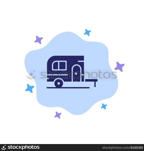 Caravan, Camping, Camp, Travel Blue Icon on Abstract Cloud Background