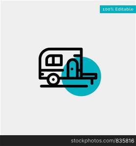 Caravan, Camping, Camp, Travel turquoise highlight circle point Vector icon