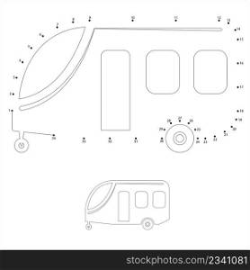 Caravan Icon Connect The Dots, Travel Trailer, C&er Icon, Towed Trailer, Travel Trailer, Tourer, Vector Art Illustration, Puzzle Game Containing A Sequence Of Numbered Dots