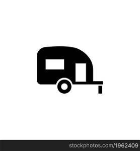 Caravan Trailer Home. Flat Vector Icon. Simple black symbol on white background. Caravan Trailer Home Flat Vector Icon