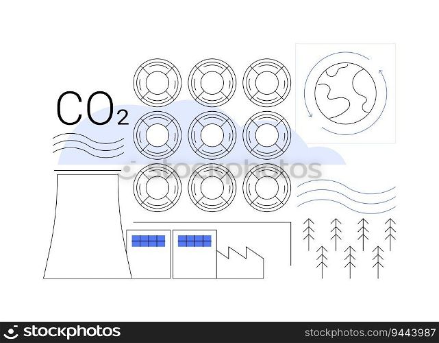 Carbon capture abstract concept vector illustration. Carbon capture and storage process, ecology environment, modern purification system, major source of gas emissions abstract metaphor.. Carbon capture abstract concept vector illustration.