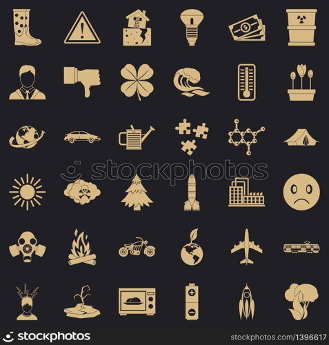 Carbon dioxide icons set. Simple style of 36 carbon dioxide vector icons for web for any design. Carbon dioxide icons set, simple style