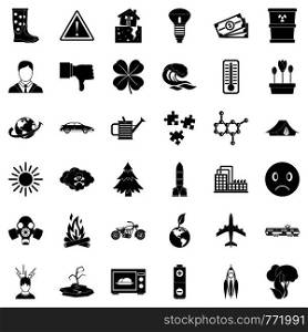 Carbon dioxide icons set. Simple style of 36 carbon dioxide vector icons for web isolated on white background. Carbon dioxide icons set, simple style