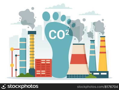 Carbon Dioxide or CO2 Illustration to Save Planet Earth from Climate Change as a Result of Factory and Vehicle Pollution in Hand Drawn Templates