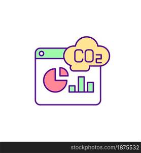 Carbon emissions measurement RGB color icon. Reducing greenhouse gases. Carbon footprint. Fighting global warming. Calculating emissions. Isolated vector illustration. Simple filled line drawing. Carbon emissions measurement RGB color icon