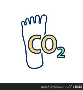 Carbon footprint RGB color icon. CO2 emission. Sustainable development to prevent pollution. Global warming issue. Human destruction in nature and ecosystem. Isolated vector illustration. Carbon footprint RGB color icon